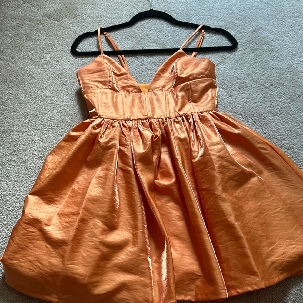 Metallic Orange corset mini dress size XS